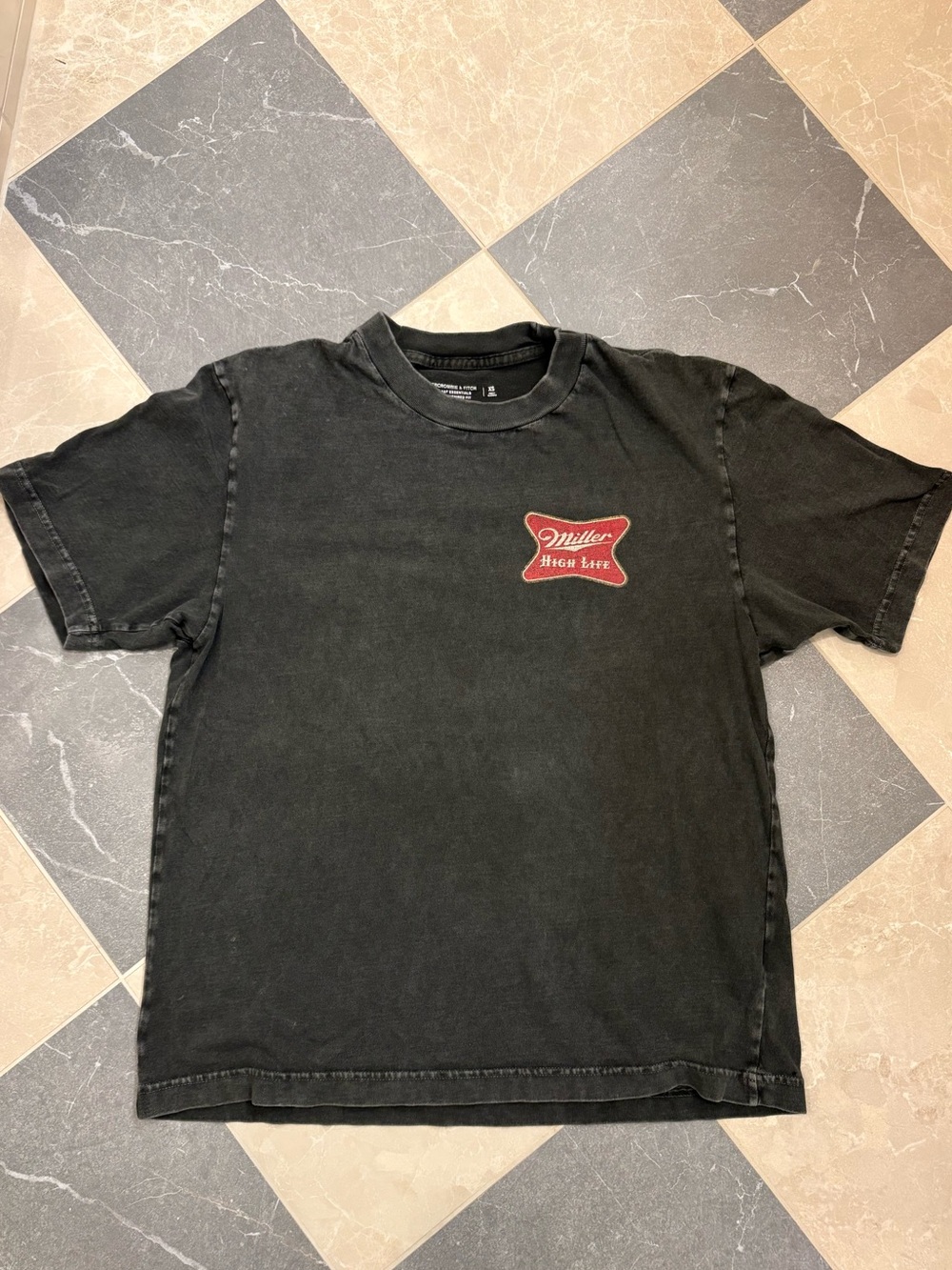 Abercrombie & Fitch Black Tee with Red Chest Patch